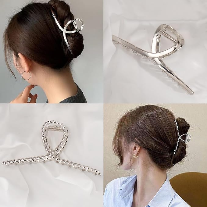 Mehayi 3 PCS Metal Large Hair Claw Clips for Thick Heavy Hair, Big Non-Slip Hair Catch Barrette Jaw Clamp, Strong Hold Claw Barrettes for Long Hair, Fashion Hair Styling Accessories for Women Girls