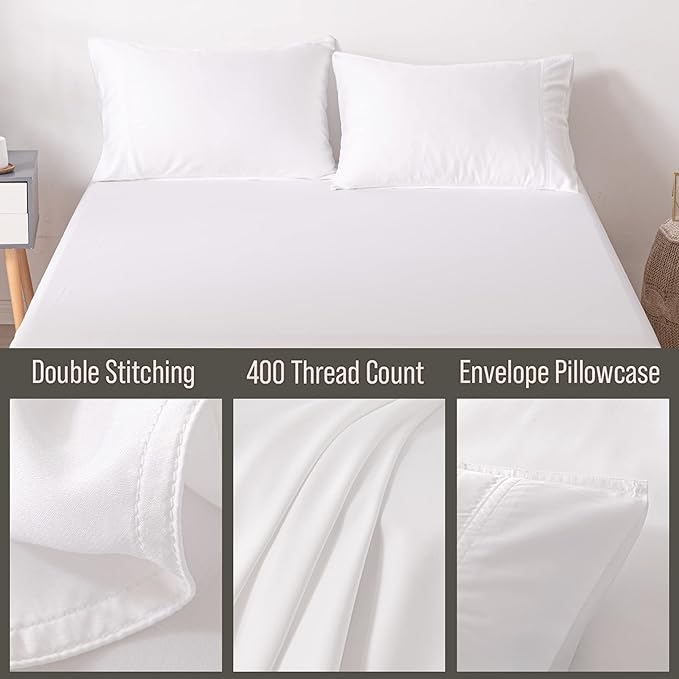 Bella Coterie | Luxury Bamboo Viscose Standard Size Pillowcase Set | 100% Organically Grown | Ultra Soft | Cooling | 2 Pcs [White]