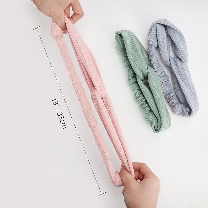 Elastic Knotted Headbands for Women Wheat Pattern Cloth Head Hair Bands for Women's Hair Non Slip Boho Wrap Twisted Hair Accessories
