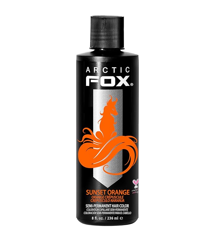 ARCTIC FOX Vegan and Cruelty-Free Semi-Permanent Hair Color Dye (8 Fl Oz, SUNSET ORANGE)