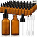 KEYWING 60 Pack 1oz Eye Dropper Bottles – 30ml Leakproof Amber Glass Bottles for Essential Oils, Tinctures, Hair Oil, Travel Liquids