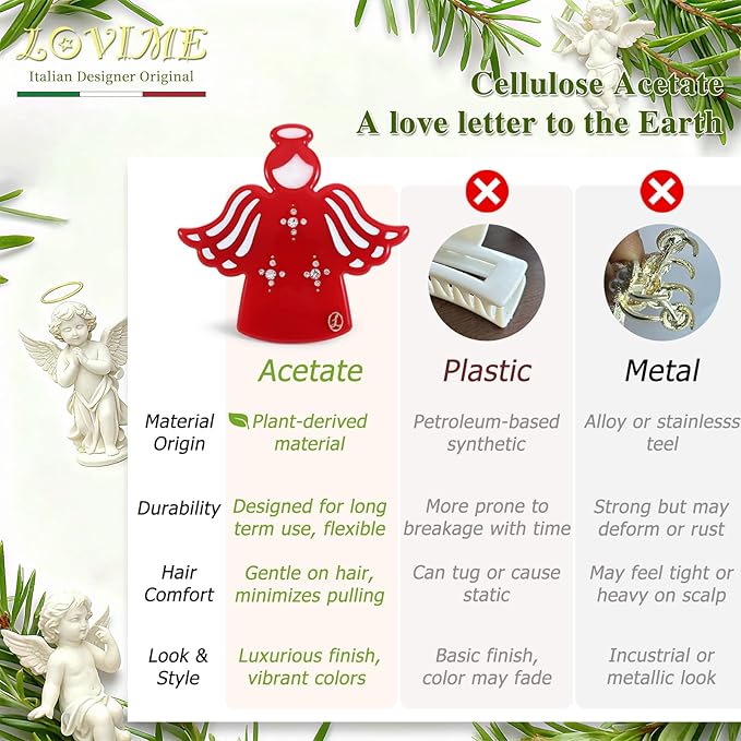 "Worry Angle" Anxiety Relief Gifts for Women Girls, Premium Acetate French Hair Barrette Clip, Cute Unique Birthday Inspirational Gifts, Selfcare Christmas Wishing Well Gifts With Gift Box