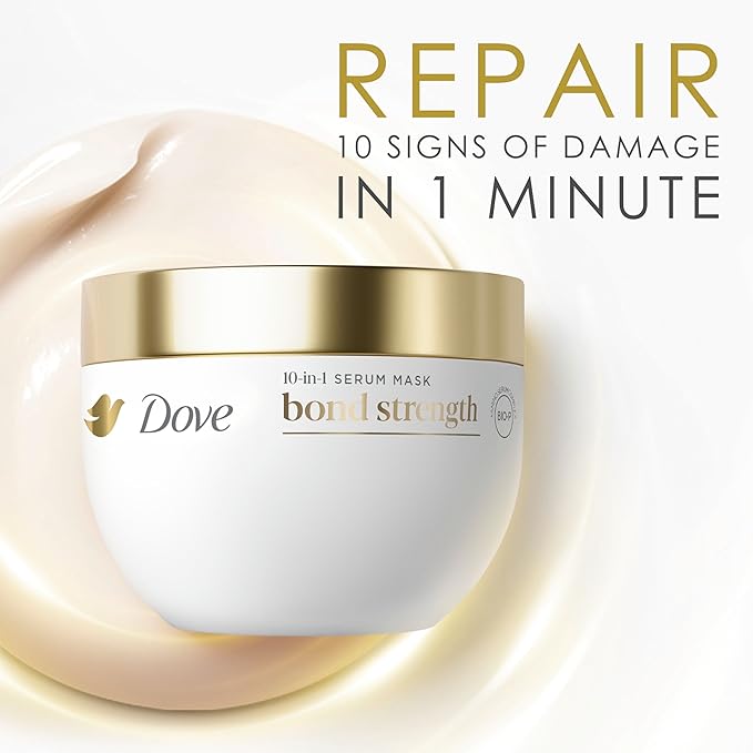 Dove Hair Bond Strength 10in1 Serum Mask for Chemically Damaged Hair with Bio-Protein Care Technology plus Peptide Complex 9.2 fl oz.