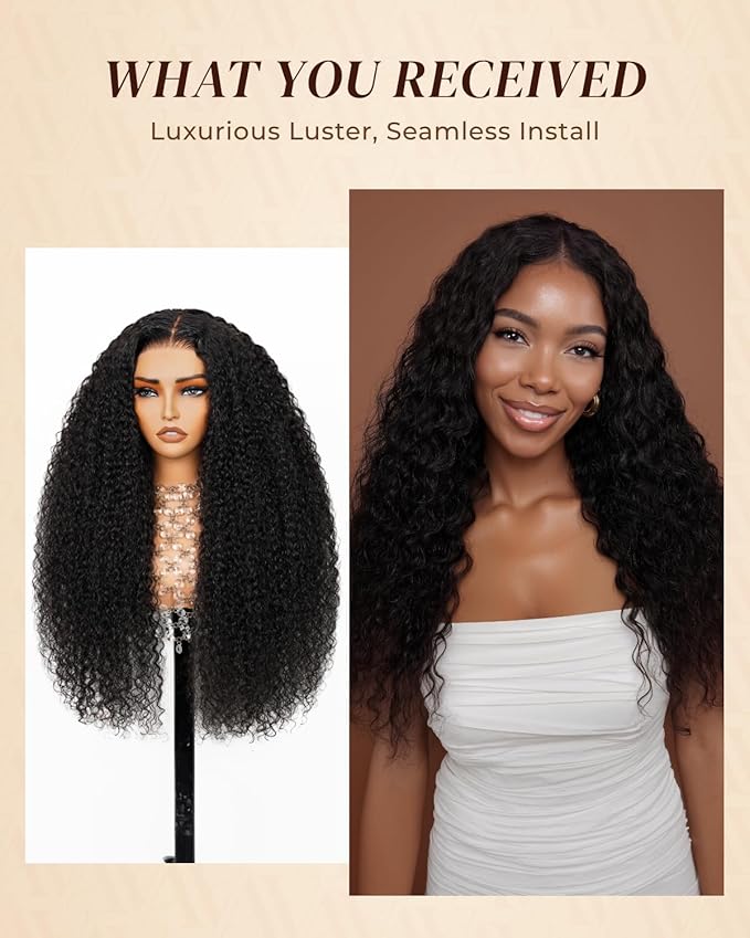 Arabella 13x6 Lace Front Wigs Human Hair 210% Density Glueless Wigs Human Hair 100% Curly Wave Human Hair Wigs 12A Pre Plucked Pre-Bleached Pre-Cut Glueless Wig (30inch,13x6 deep curly wig)