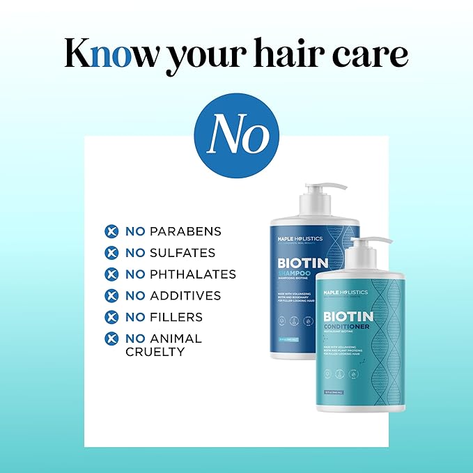 Rosemary Biotin Shampoo and Conditioner Set - Volumizing Shampoo and Conditioner for Thinning Hair for Women & Men with Nourishing B Vitamins - Color Safe Sulfate Paraben & Silicone Free (32 Fl Oz)