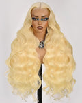 613 13x6 Lace Front Wig Human Hair 180 Density Body Wave Blonde Wig Human Hair 613 HD Lace Frontal Wigs 100% Real Human Hair No Synthetic Blend No Tangle No Shedding Triple Lifespan 3X 22 Inch