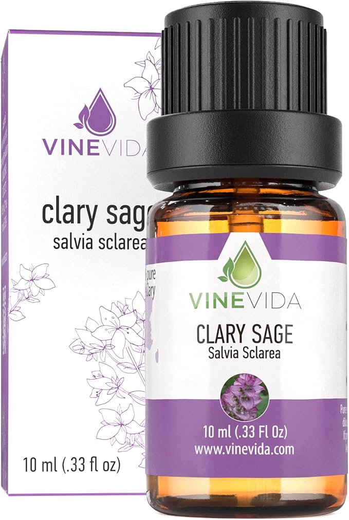 VINEVIDA Clary Sage Essential Oil 10 mL - Undiluted Candle Scent DIY Scents for Candlemaking Soap Making Safe Skin 0.33 Fl Oz 1.33 Ounces
