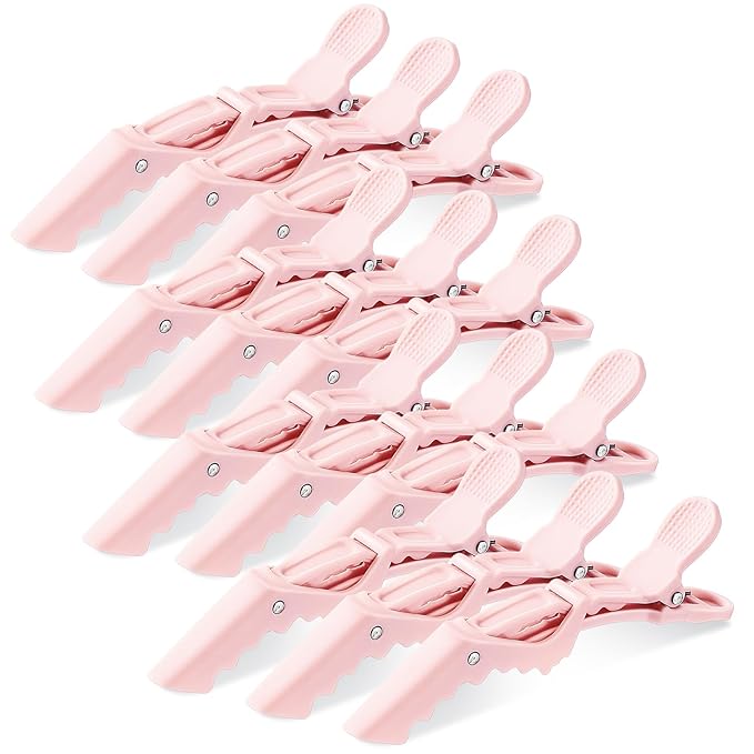 Havawish 12 Pcs Alligator Clips for Hair Styling Matte Alligator Crocodile Clips for Women Hair Sectioning(Blush)