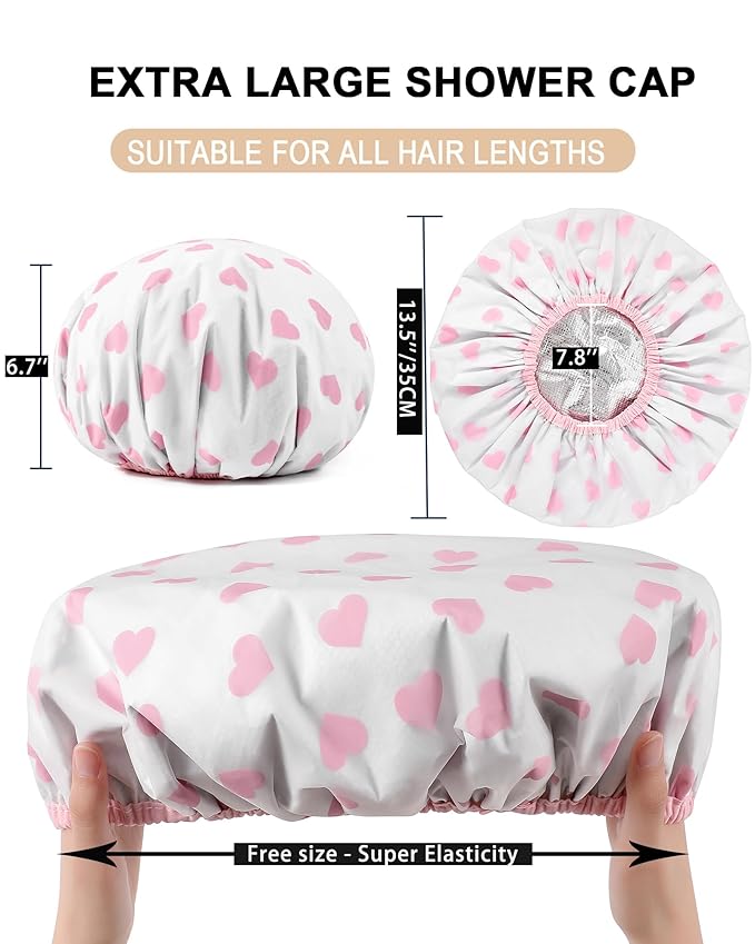 YIZIJIZI 2 Pieces Heat Cap for Deep Conditioning, Conditioning Cap Made of Aluminum Foil for Home and Salon Use, Hair Dyeing（White pink）