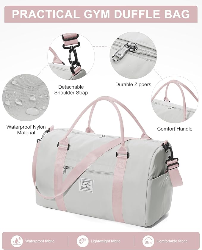 Gym Bag Womens,Travel Duffel Carry on Bag Sport Tote Bag Weekend Overnight Bag