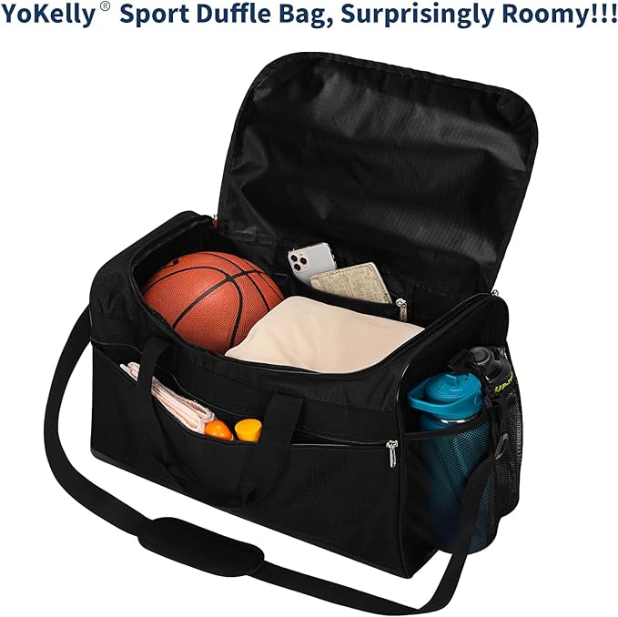 Gym Bag 20 inch Sport Duffle Bag for Men - 40L Weekender Duffel Bag for Travel - Black