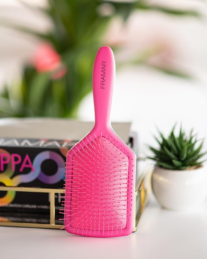 FRAMAR Paddle Hair Brush For Women – Wet Paddle Brush For Thick Hair, Wet Hair Brushes For Women, Pink Hair Brush Detangler – Reduces Breakage