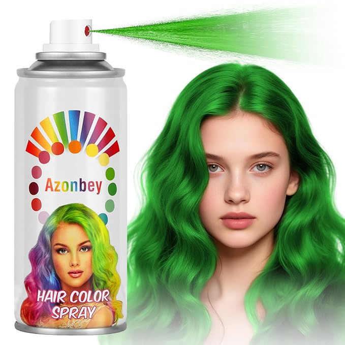 Halloween Hair Spray,Temporary Hair Color Spray for Women Kids Men,Washable Hairspray,Colored Hair Spray,Color Hairspray for Halloween,Party,Cosplay,Christmas Day (Green)