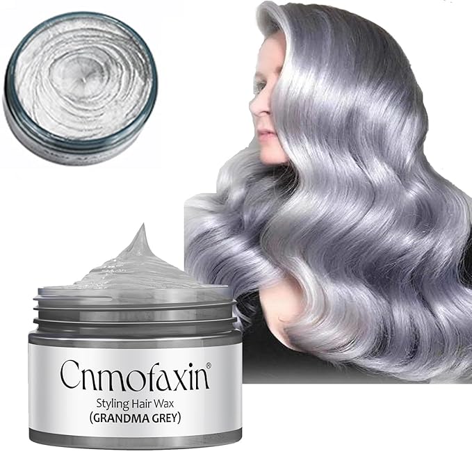 Silver Hair Color Wax,Temporary Hair Color Dye,Natural Hair Coloring Wax for Halloween Cosplay, Party & Daily Use 4.23 oz