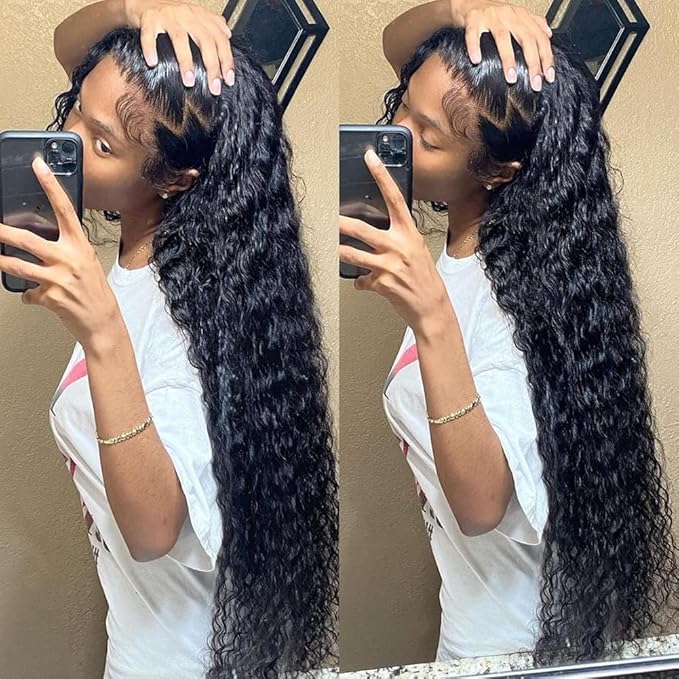 Deep Wave Human Hair Wig - Lace Front, 180% Density, Curly, Wet & Wavy, 13x4 HD Lace Frontal, 18 Inch Glueless, Pre Plucked