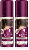 Schwarzkopf Keratin Color Root Temporary Hair Color Spray, Dark Brown - Salon Inspired Temporary Hair Dye, for up 100% Gray Coverage and Thicker Looking Roots, Ammonia free (Pack of 2)