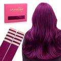 WENNALIFE Tape in Hair Extensions Human Hair Violet Tape in Extensions, 10pcs 20g 10 inch Remy Invisible Tape Ins Straight Colored Soft Real Human Hair Tape in Extensions Refill Set Extensions