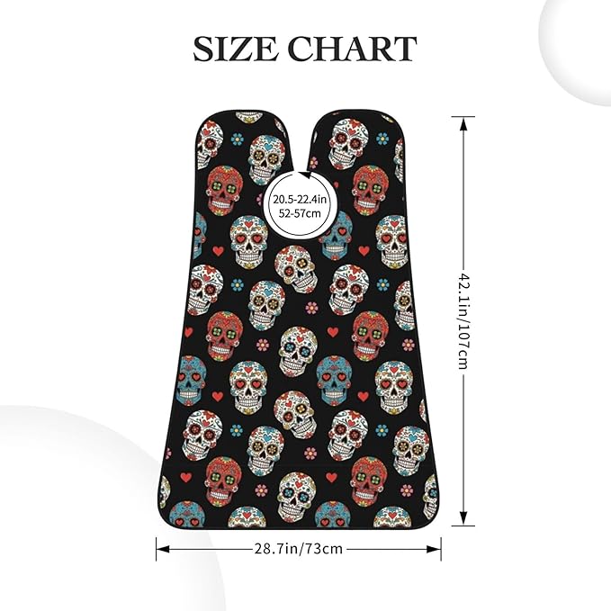 Beard Bib Apron for Men Shaving, Waterproof Non-Stick Hair Catcher with Suction Cups, Grooming Essential for Dad Husband, Day of The Dead Sugar Skull Shave Bib