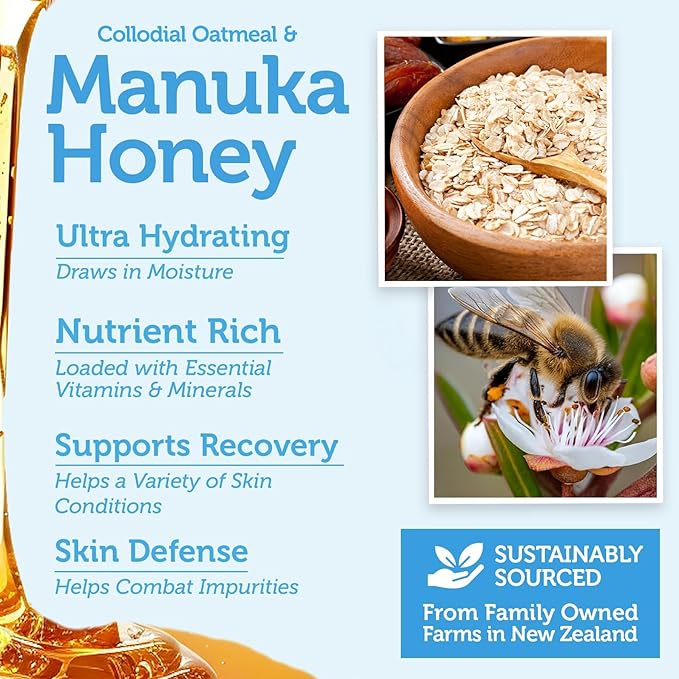 Eczema Cream with Manuka Honey & Colloidal Oatmeal – Extra Strength Anti Itch Cream for Dry, Sensitive Skin – Dermatitis & Itchy Skin Relief Moisturizer for Adults & Kids– Steroid Free Face & Body Use