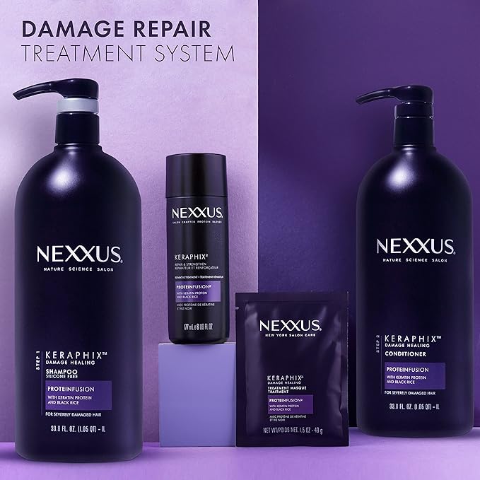 Nexxus Keraphix ProteinFusion Conditioner with Keratin Protein and Black Rice Conditioner for Damaged Hair 33.8 oz