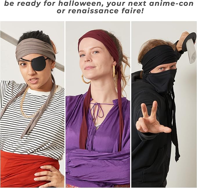 CHARM Japanese Headband Pirate Bandana - Men Ninja Head Wrap Women Hair Band