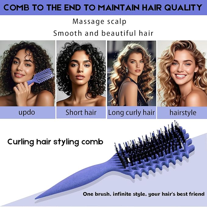 Curly Hair Brush Candybrush Curl Defining Brush for Detangling Shaping and Defining Curls for Women, Men, Wet & Dry Hair (Purple)
