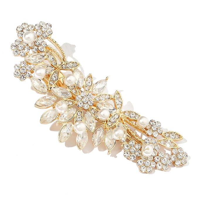 Crystal Rhinestone Pearl Hair Comb Gold Wedding Bridal Hair Pins Accessory