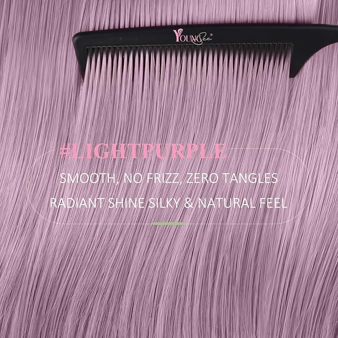 YoungSee Purple Tape in Human Hair Extensions Lavender Human Hair Tape in Extensions Light Purple Tape Extension Remy Hair 16In 10pcs Invisible Tape-ins Extension Colorful 25g For Diy