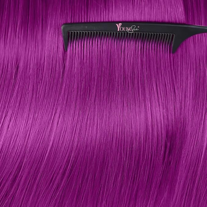 YoungSee Purple Tape in Human Hair Extensions Purple Hair Extensions Tape in 10pcs 25g Color Human Hair Tapes 16 Inch Tape on Extension Diy Your Hairstyle