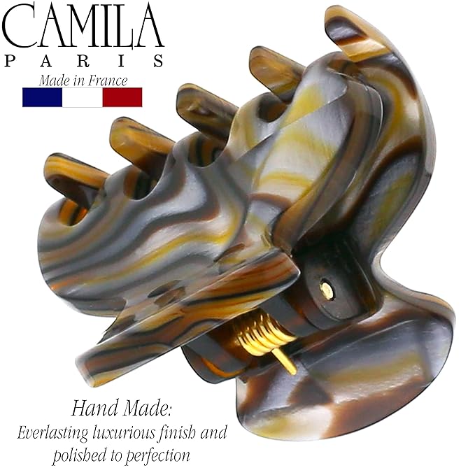 Camila Paris CP3067 French Hair Clip for Women, Handmade, Onyx, Small, Girls Hair Claw Clips Jaw, Durable Styling Hair Accessories for Women, Strong Hold No Slip Grip, Made in France