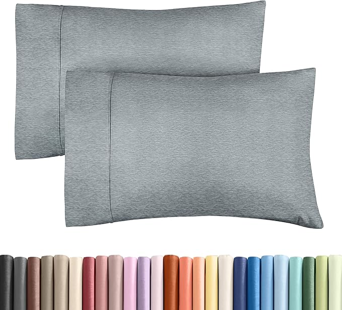 Queen Pillow Cases Set of 2 - Ultra Soft Hotel Quality Pillowcase Covers - Comfy, Cozy & Wrinkle Free - Shrinkage and Fade Resistant - Machine Washable Pillow Protectors - 2 Piece Set - Heathered Blue