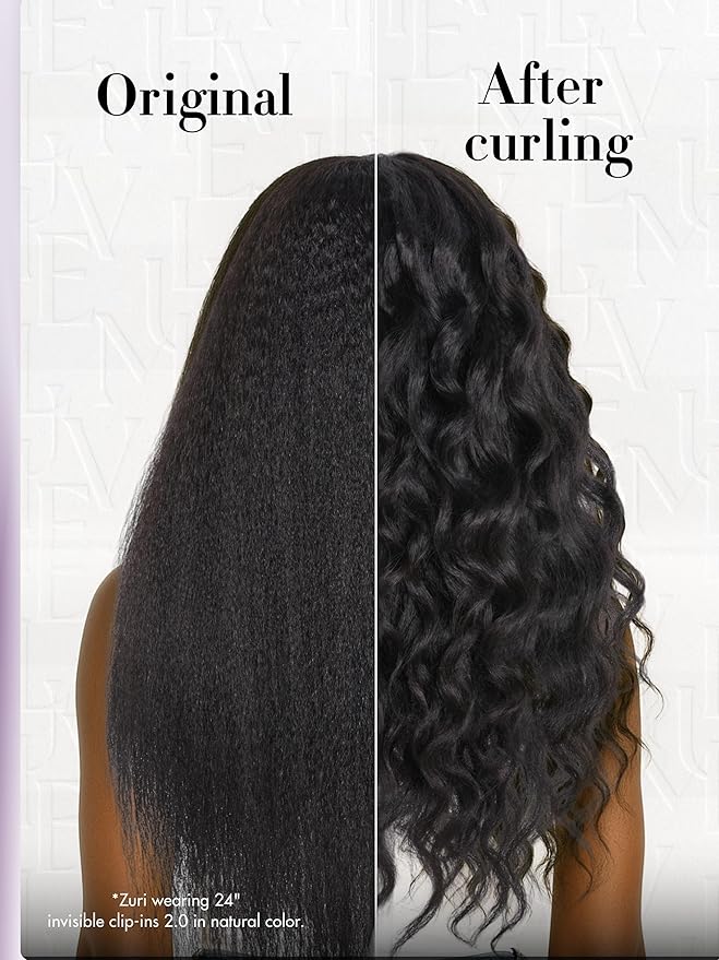 LUVME Invisible Clip in Hair Extensions, Kinky Straight Real Human Hair 24 Inch 2 Pack 220g 14pcs Clip ins Hair Extensions Natural Black for Women