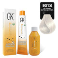 GK HAIR Global Keratin SuperLighteners 901S Ultra Ash Hair Color Cream Tube (3.4 Fl Oz/100ml) + 20 Volume Developer (5 Fl Oz/150ml) - Professional Permanent Long Lasting Toner Dye