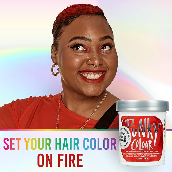 Punky Fire Semi Permanent Hair Color - Vegan & Cruelty-Free Conditioning Hair Dye, Lasts Up to 25 Washes, 3.5 fl oz