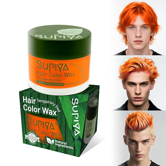 Temporary Hair Color Wax for Men - SUPIYA Washable Hair Wax Color, All-Day Hold Disposable Hair Wax for Party, Cosplay & Daily (Honey Color #41)