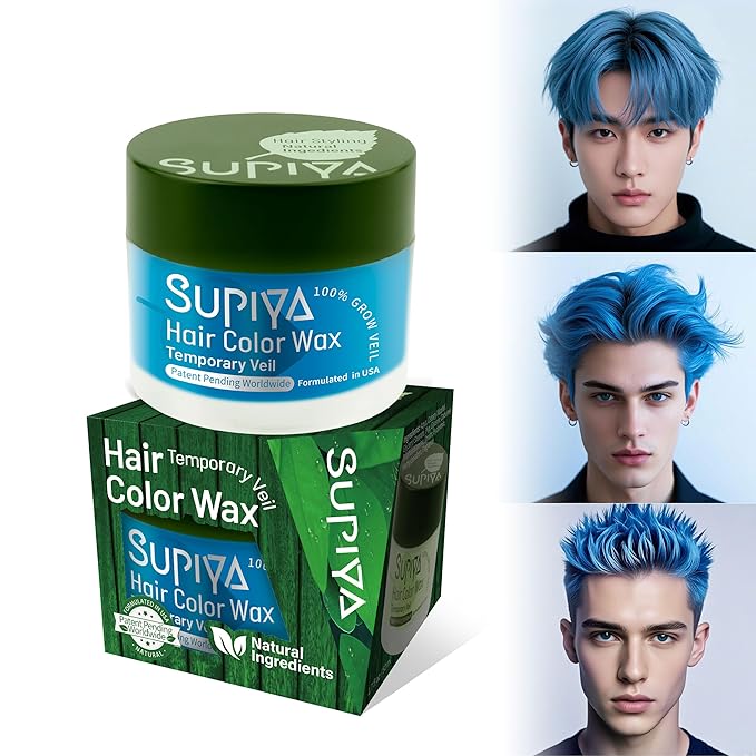 Temporary Hair Color Wax for Men - SUPIYA Washable Hair Wax Color, All-Day Hold Disposable Hair Wax for Party, Cosplay & Daily (Celestial Color #10)