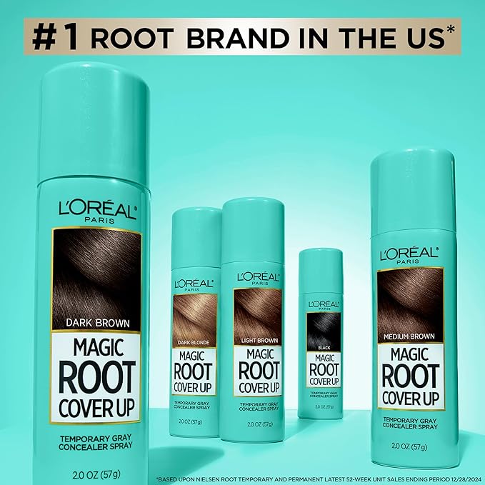 L'Oreal Paris Hair Color Root Cover Up Temporary Gray Concealer Spray Light Brown (Pack of 2) (Packaging May Vary)
