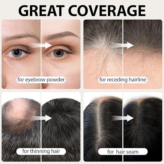 2 Pack Hairline Powder for Women and Men, Used to Root Touch Up Hair Color, Thinning and Gray Hair Coverage and Bald Spots Coverage, White