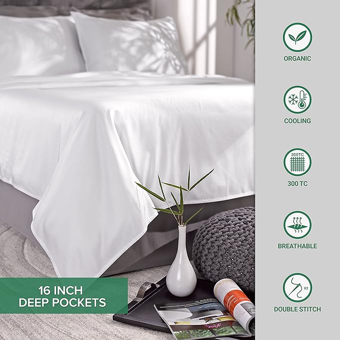 Queen Pillowcases by Pure Bamboo, Genuine 100% Organic Viscose Derived from Bamboo, Luxuriously Soft & Cooling, Double Stitching, Envelope Closure (2 Queen Pillowcases, Sterling Blue)