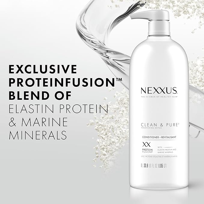 Nexxus Clean and Pure Clarifying Shampoo and Conditioner 2-Pack With ProteinFusion, for Nourished Hair Paraben Free 33.8 oz