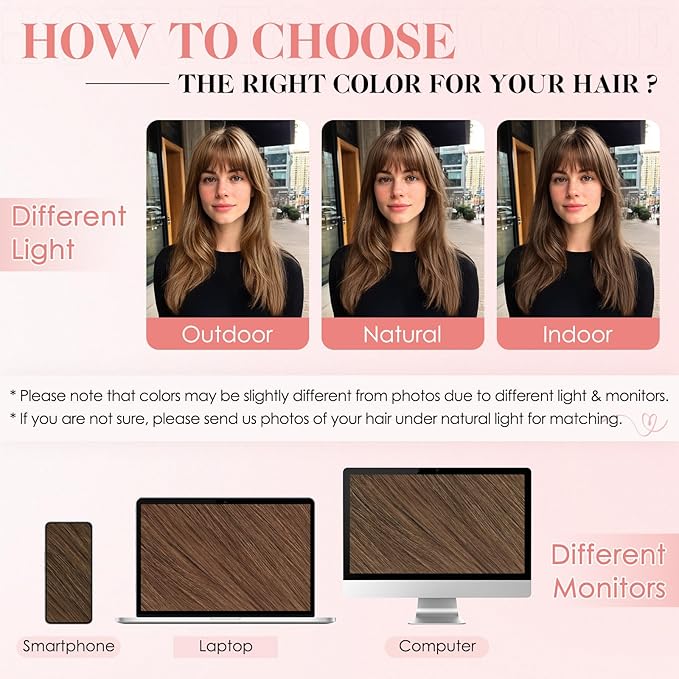 Hairro Human Hair Toppers with Wispy Bangs, 3.5x4.7" Hand-wovened Base for Women with Thinning Hair, Lightweight & Breathable Realistic Scalp, Clip-in Hairpieces for Easy Wear, 14 Inch Blondish Brown
