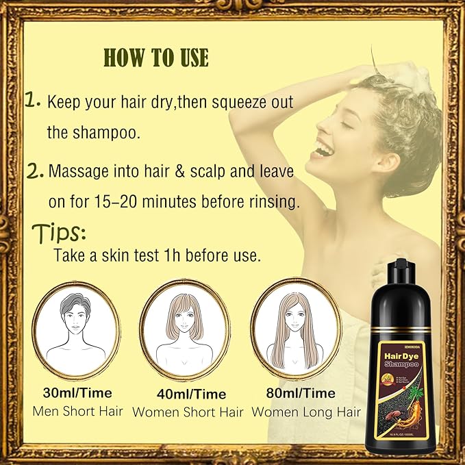 Light Brown Shampoo Para Pintar el Cabello - Instant Hair Dye Shampoo 3 in 1 Refresh Hair Color, Herbal Shampoo Hair Dye for Women Men, Easy to Use & Long Lasting Hair Color Shampoo 16.90 oz