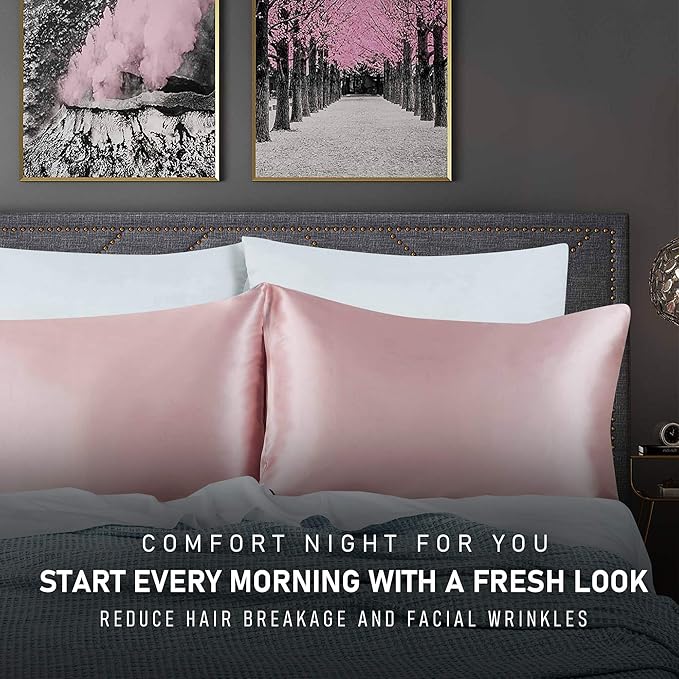 Tyfitb Satin Pillowcase for Hair and Skin, Coral Pillowcases Set of 2, Cooling Pillow Cases King Size(20×36 Inches), Soft Luxury Satin Pillowcase with Envelope Closure