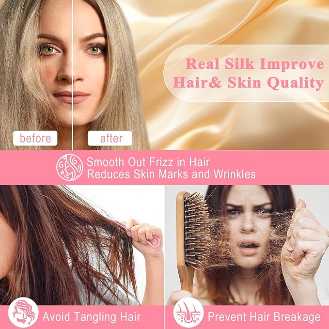 100% Pure Silk Pillowcase 2 Pack for Hair and Skin, Both Sides 23 Momme Grade 6A+ Mulberry Silk Pillowcases with Hidden Zipper, Soft&Smooth Cooling Pillow Cases (Champagne, Standard 20x26)