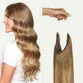 Luxy 100% Remy Human Hair – Halo Clip-In Hair Extensions –Natural Looking Volume & Length - One-Piece - Easy 5-Min Application 150 grams 12" Bronde Balayage Halo