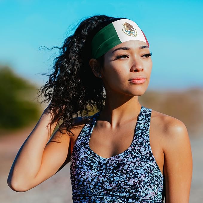 Suddora Country Flag Headbands, Wide National Flag Headbands for Sports Events, Non-Slip Fabric Sweatbands for Soccer, Tennis, Workout, Costume