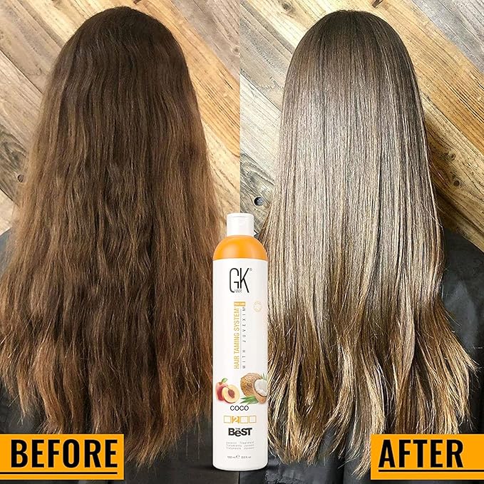 GK HAIR Global Keratin The Best COCO (33.8 Fl Oz/1000ml) Smoothing Keratin Hair Treatment - Professional Brazilian Complex Blowout Straightening For Silky Smooth & Frizz Free Hair
