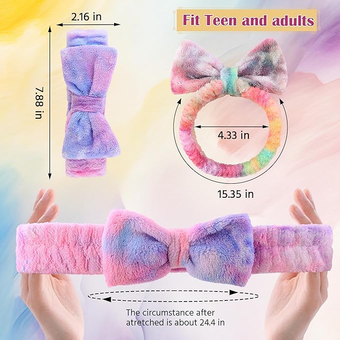 WSYUB Makeup&Skincare Headband, Spa Headband, Headbands for Washing Face, Stuffers for Teens Women, Bow Headbands for Girls Gifts