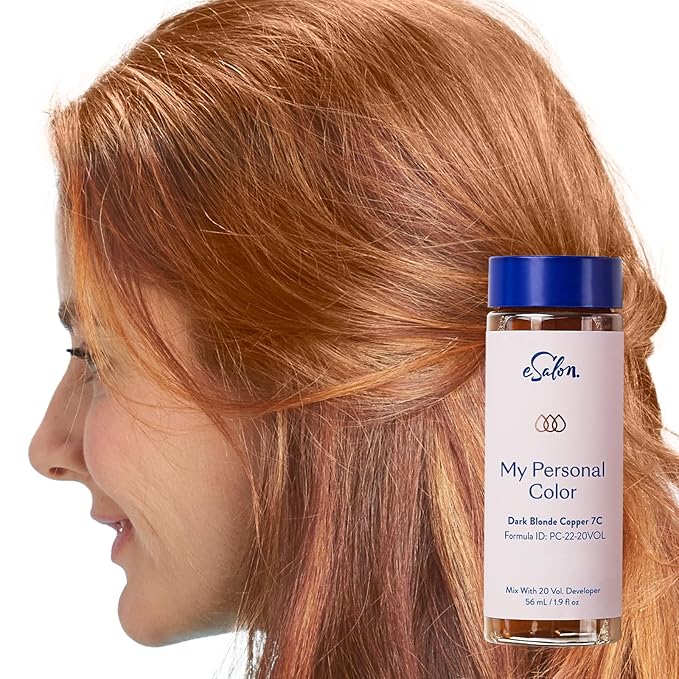 eSalon Permanent Hair Color & Hair Dye Complete Kit - Personal Colorist Kit for Up To 100% Gray Coverage for All Hair Types - Professional-Grade Ammonia-Free Hair Dye (Dark Blonde Copper 7C)