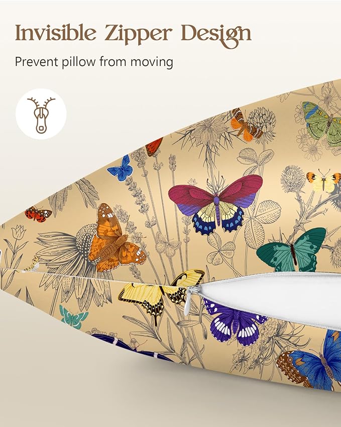 2 Pack Mulberry Silk Pillowcase for Hair and Skin - Standard Size 20 x 26 Inches with Hidden Zipper Line Butterfly 19 Momme Soft Sleeping Silk Pillow Case for Women, Moms